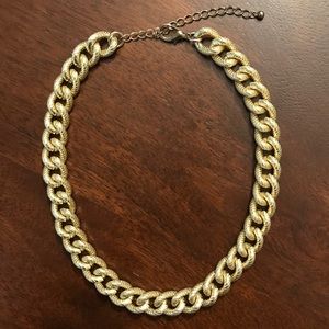 Gold textured chain necklace